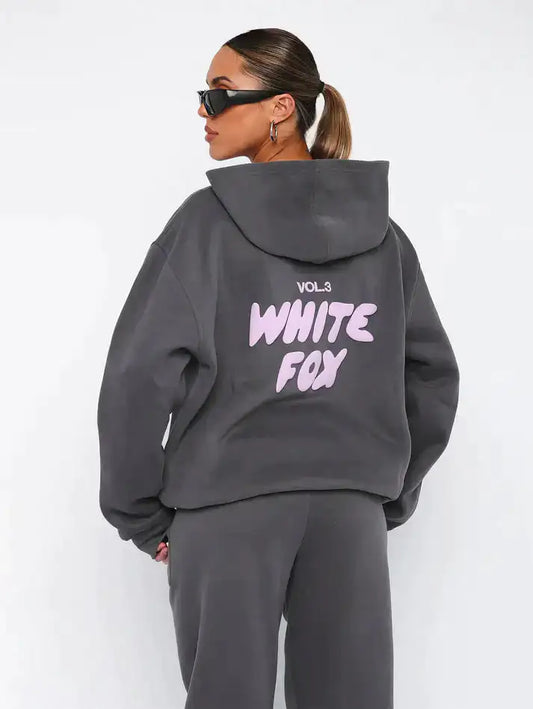 Viral white fox tracksuit - Stijl en comfort